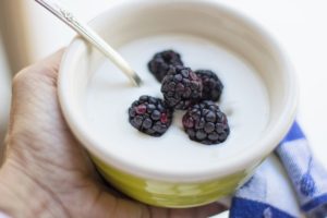 yogurt with black berries